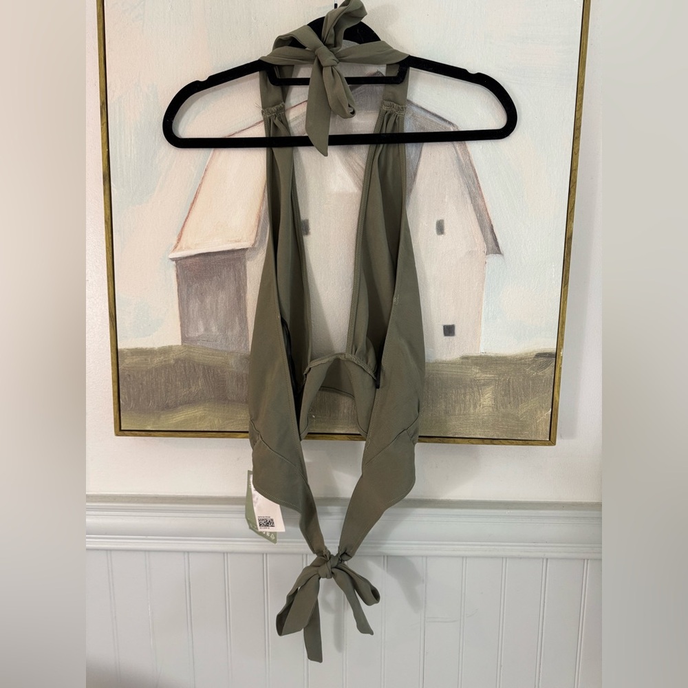 H&M DIVIDED Army Green Crossfront Halterneck Crop Top Size M - Picture 5 of 7